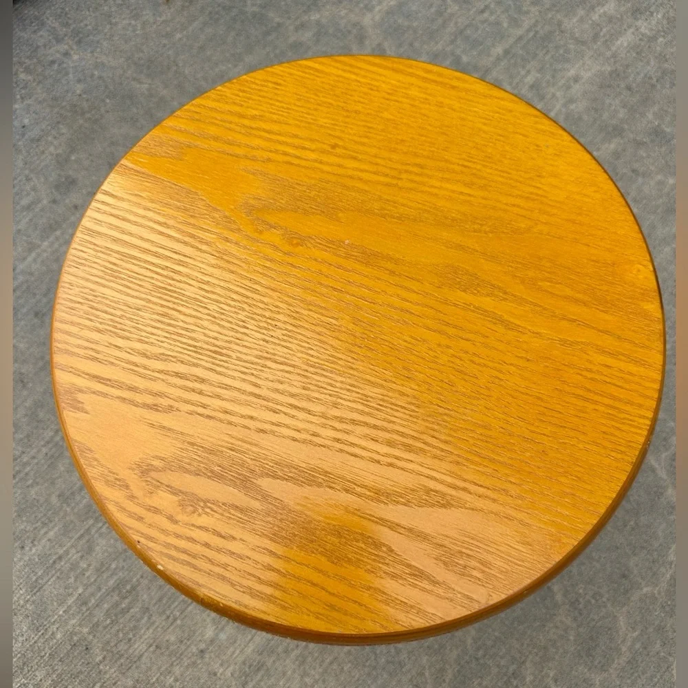 Mid-Century Modern Wooden Pedestal Round Doll Table for 18” Doll